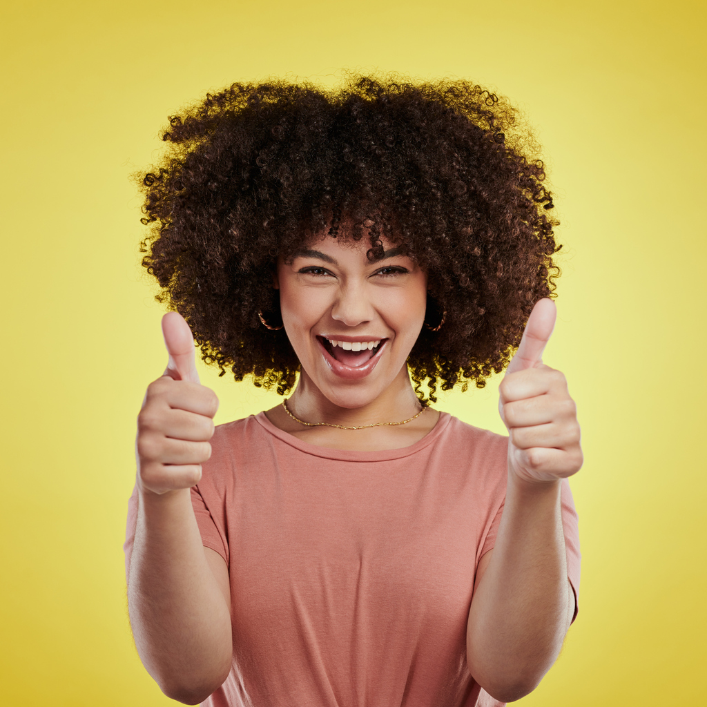 A happy woman after obtaining her clear online social media check.