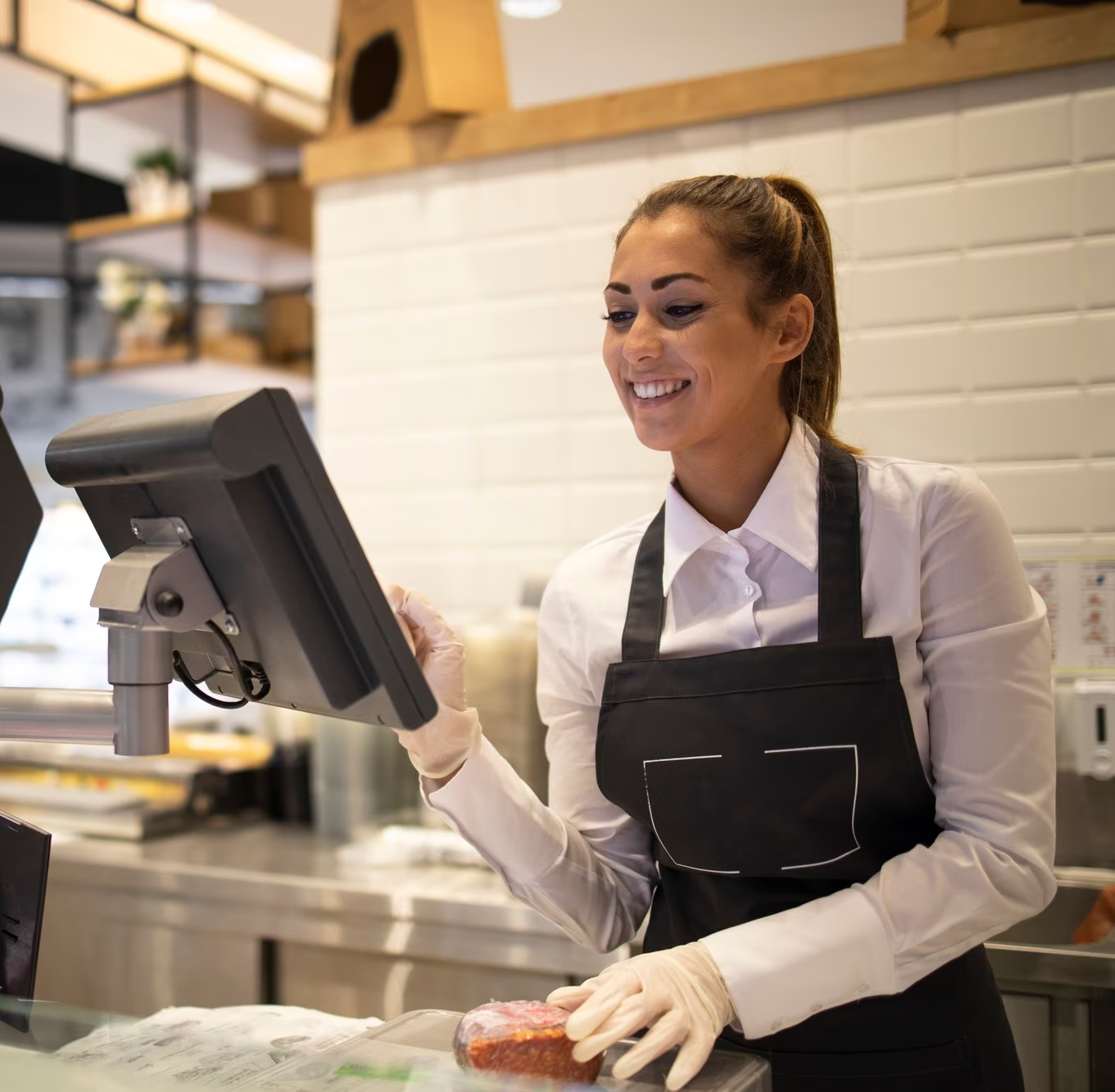 An image of a retail employee.