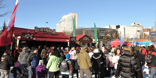 busy winter festival with a beavertails shop that employees required a criminal record check