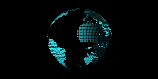 image depicting social media checks. Black background with sphere earth with blue dots